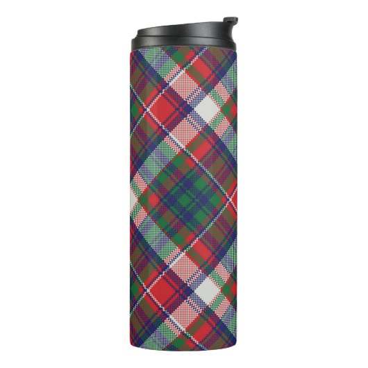  Retro Christmas Plaid Rood Blauw Groen Thermosbeker (Gedraaid links)