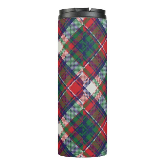  Retro Christmas Plaid Rood Blauw Groen Thermosbeker (Achterkant)