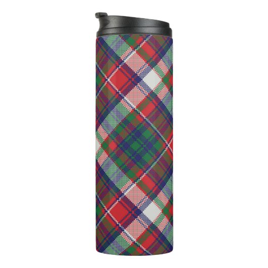  Retro Christmas Plaid Rood Blauw Groen Thermosbeker (Geroteerd rechts)