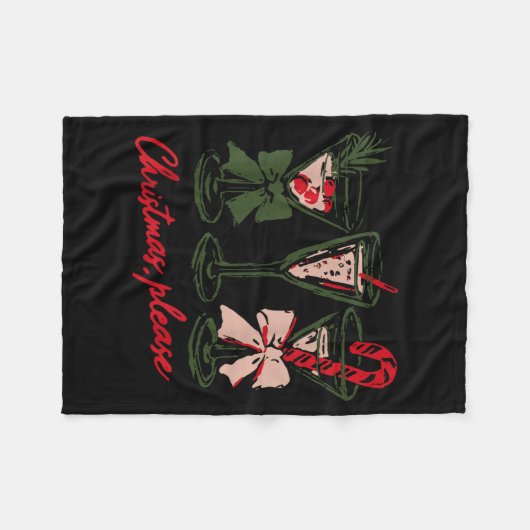 Retro Christmas Please Retro Festive Tail Coquette Fleece Deken (Voorkant (Horizontaal))