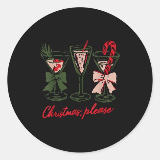 Retro Christmas Please Retro Festive Tail Coquette Ronde Sticker (Voorkant)