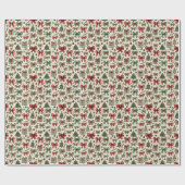 Retro Christmas Polka Dots Bows Pattern Cadeaupapier (Vlak)