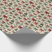 Retro Christmas Polka Dots Bows Pattern Cadeaupapier (Hoek)