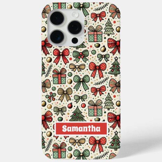  Retro Christmas Polka Dots Bows Pattern Case-Mate iPhone Case (Achterkant)