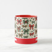 Retro Christmas Polka Dots Bows Pattern Mok (Midden)