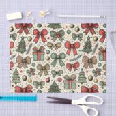  Retro Christmas Polka Dots Bows Pattern Tissuepapier (Craft)