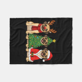 Retro Christmas Puggle Santa Reindeer Dog Lover Fleece Deken (Voorkant (Horizontaal))