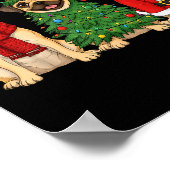 Retro Christmas Puggle Santa Reindeer Dog Lover  Poster (Hoek)