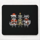 Retro Christmas Raccoons Santa Tree Costume Holida Muismat (Voorkant)