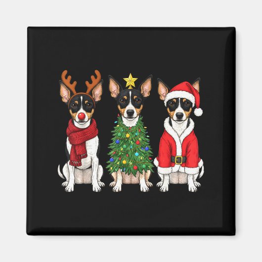 Retro Christmas Rat Terrier Santa Reindeer Dog Lov Magneet (Voorkant)