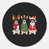 Retro Christmas Rat Terrier Santa Reindeer Dog Lov Ronde Sticker (Voorkant)