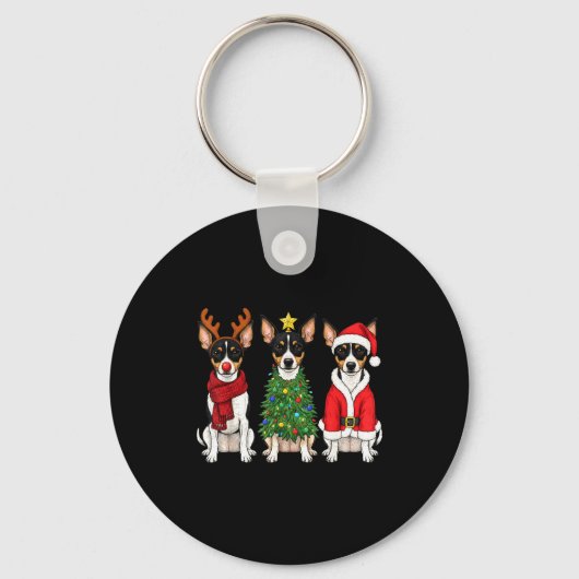 Retro Christmas Rat Terrier Santa Reindeer Dog Lov Sleutelhanger (Voorkant)