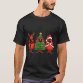 Retro Christmas Red Cardinal Bird Santa Reindeer  T-shirt (Voorkant)