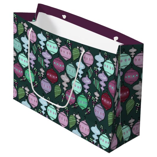 Retro Christmas Reload - Koele Pastels op Pine Groot Cadeauzakje (Voorkant Gekanteld)