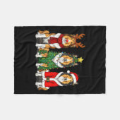 Retro Christmas Rough Collie Santa Reindeer Dog Lo Fleece Deken (Voorkant (Horizontaal))