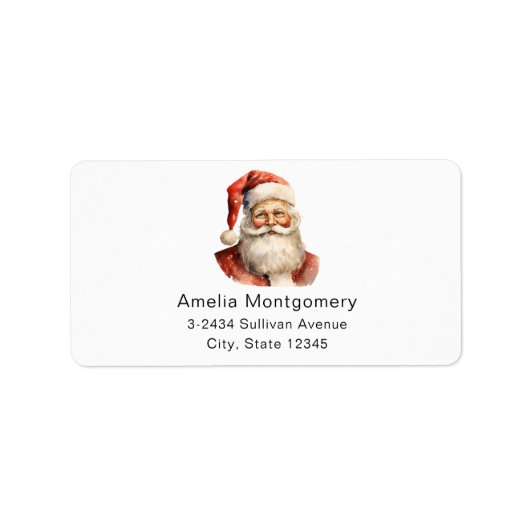 Retro Christmas Santa Claus Address Etiket (Voorkant)