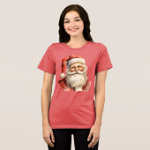 Retro Christmas Santa Claus Tri-Blend Shirt (Voorkant volledig)