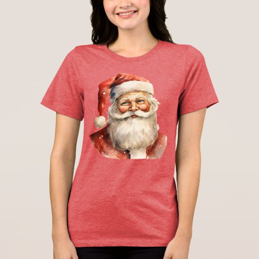Retro Christmas Santa Claus Tri-Blend Shirt (Voorkant)