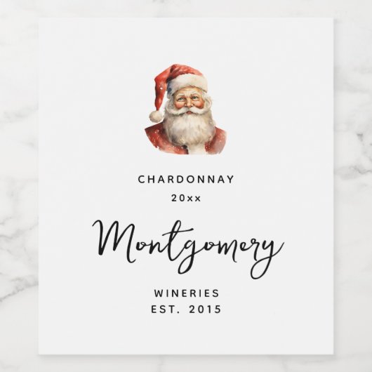 Retro Christmas Santa Claus Wine Making Wijn Etiket (Enkel label)