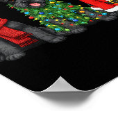 Retro Christmas Scottierrier Santa Reindeer Dog Lo Poster (Hoek)