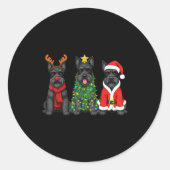 Retro Christmas Scottierrier Santa Reindeer Dog Lo Ronde Sticker (Voorkant)