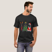 Retro Christmas Scottierrier Santa Reindeer Dog Lo T-shirt (Voorkant volledig)