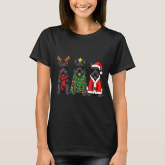 Retro Christmas Scottierrier Santa Reindeer Dog Lo T-shirt