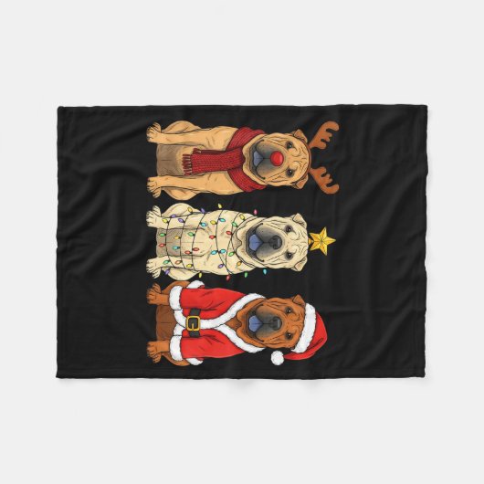 Retro Christmas Shar Pei Santa Reindeer Dog Lover  Fleece Deken (Voorkant (Horizontaal))