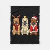 Retro Christmas Shar Pei Santa Reindeer Dog Lover  Fleece Deken (Voorkant)