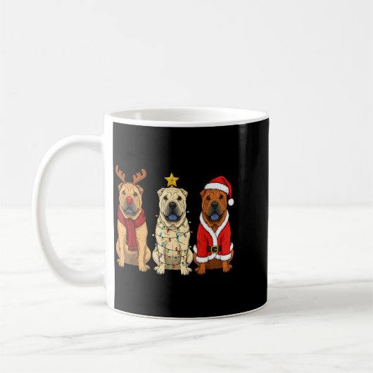 Retro Christmas Shar Pei Santa Reindeer Dog Lover  Koffiemok (Links)
