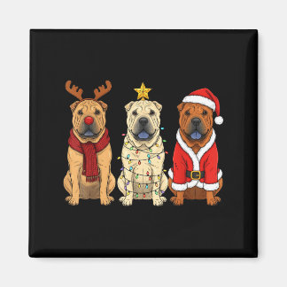 Retro Christmas Shar Pei Santa Reindeer Dog Lover  Magneet