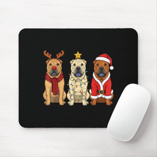 Retro Christmas Shar Pei Santa Reindeer Dog Lover Muismat (Met muis)