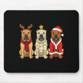 Retro Christmas Shar Pei Santa Reindeer Dog Lover Muismat (Voorkant)