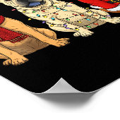 Retro Christmas Shar Pei Santa Reindeer Dog Lover  Poster (Hoek)