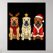 Retro Christmas Shar Pei Santa Reindeer Dog Lover  Poster (Voorkant)