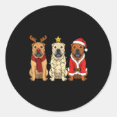 Retro Christmas Shar Pei Santa Reindeer Dog Lover  Ronde Sticker (Voorkant)