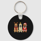Retro Christmas Shar Pei Santa Reindeer Dog Lover Sleutelhanger (Voorkant)