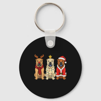 Retro Christmas Shar Pei Santa Reindeer Dog Lover  Sleutelhanger