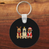Retro Christmas Shar Pei Santa Reindeer Dog Lover  Sleutelhanger (Voorkant)