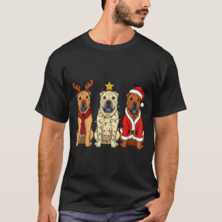 Retro Christmas Shar Pei Santa Reindeer Dog Lover  T-shirt