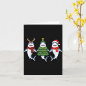 Retro Christmas Shark Santa Reindeer  Kaart (Gele Bloem)