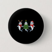 Retro Christmas Shark Santa Reindeer Ronde Button 5,7 Cm (Voorkant)