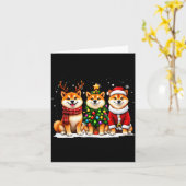Retro Christmas Shiba Inu Santa Reindeer Dog Lover Kaart (Gele Bloem)