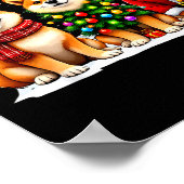 Retro Christmas Shiba Inu Santa Reindeer Dog Lover Poster (Hoek)