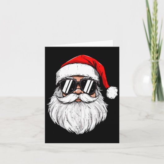 Retro Christmas Shirts Men Boys Santa Face With Su Kaart (Voorkant)