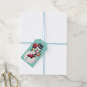  RETRO CHRISTMAS SNOWMAN CADEAULABEL (Met Touw)