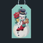 RETRO CHRISTMAS SNOWMAN CADEAULABEL<br><div class="desc">BABY BLUE VINTAGE CHRISTMAS SNOWMAN.</div>