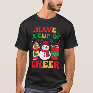 Retro Christmas Snowman Gingerbread Hot Chocolate  T-shirt