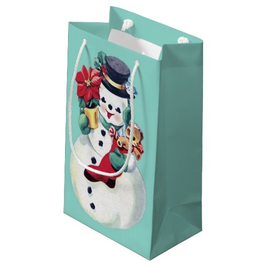  RETRO CHRISTMAS SNOWMAN KLEIN CADEAUZAKJE (Achterkant Gekanteld)