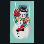 RETRO CHRISTMAS SNOWMAN KLEIN CADEAUZAKJE<br><div class="desc">BABY BLUE VINTAGE CHRISTMAS SNOWMAN.</div>